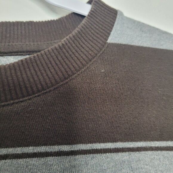 Chaps brown gray striped preppy old money frat long sleeve sweater size xl - Picture 6 of 6